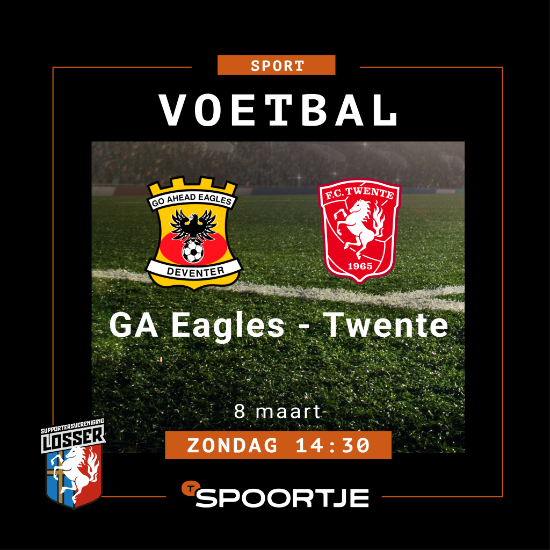 GA Eagles - Twente a.s. zondag live op groot scherm